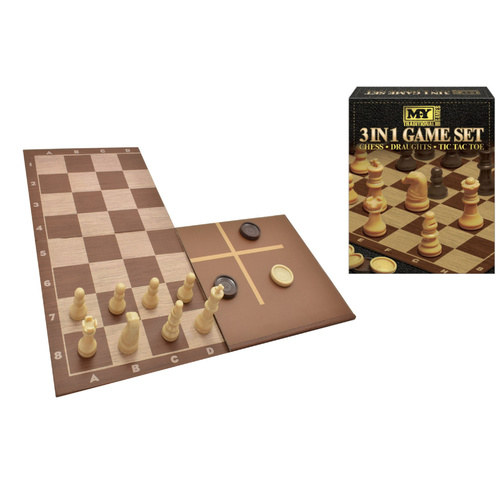3 In 1 Chess & Checkers & Tic Tac Toe Game Set