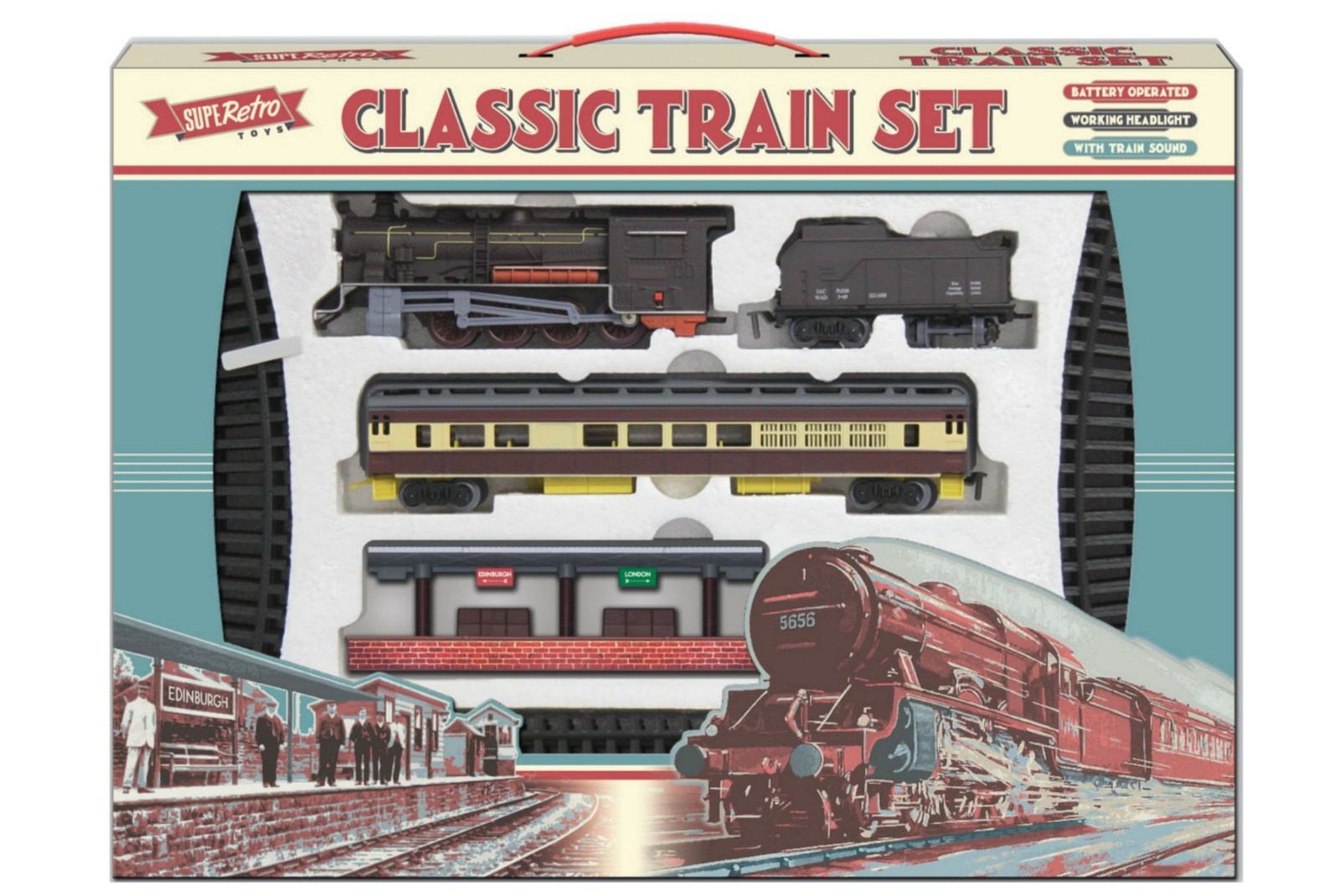 2.85 Metres of Track KandyToys Classic Style Train and Track Set Battery Operated Train Set 