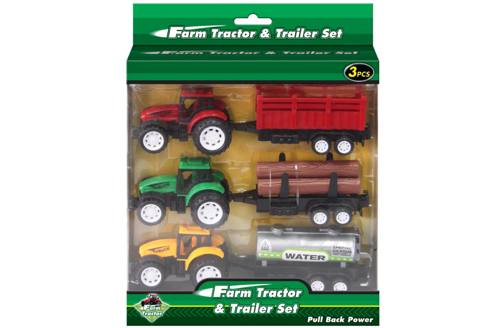 Farm Tractor And Trailer Set 3pc