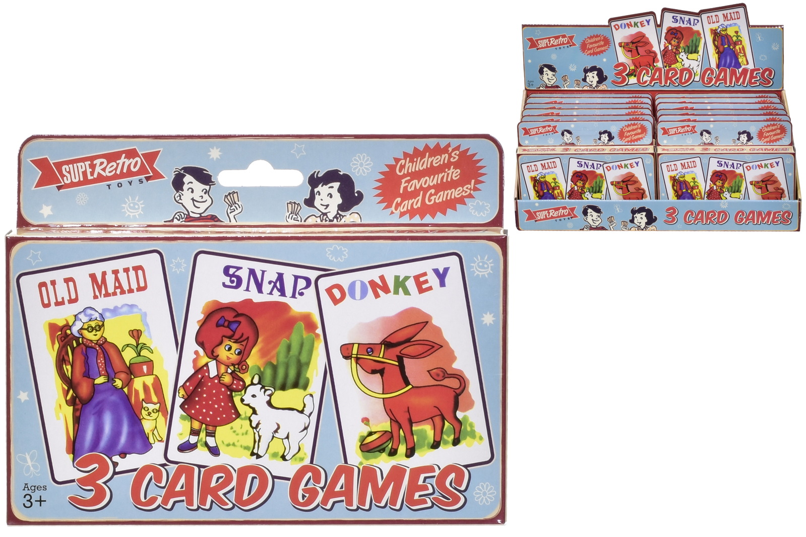 Set of 4 Packs of Children's Playing Cards Old Maid Animal Snap+Snap+Donkey 