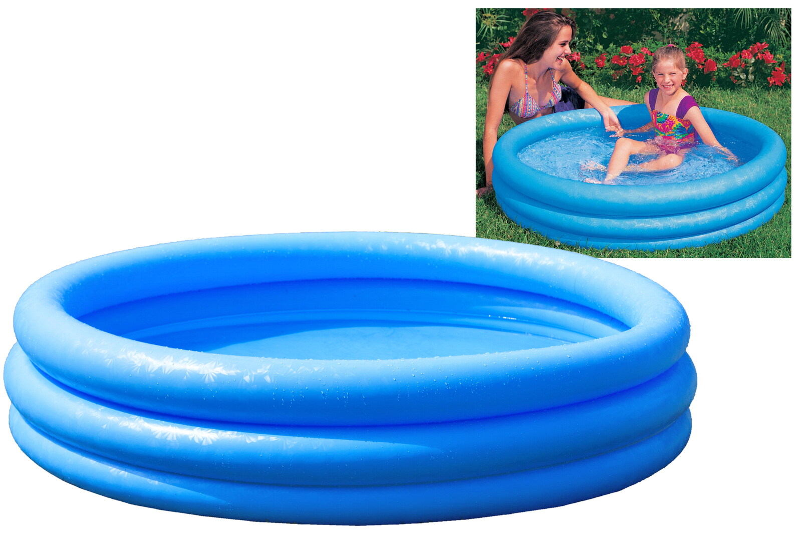 Intex Kinderpool Planschbecken Pool 3-Ring-Pool Crystal Blue Blau Ø 147x33 cm. 