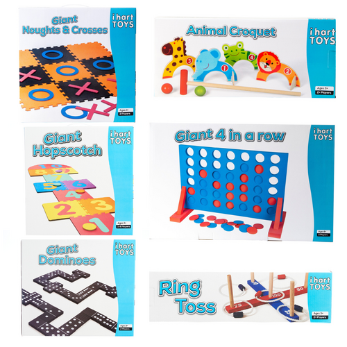 Giant 4 in a Row, Dominoes, Ring Toss, Noughts & Crosses, Animal Croquet and Hopscotch Bundle Pack