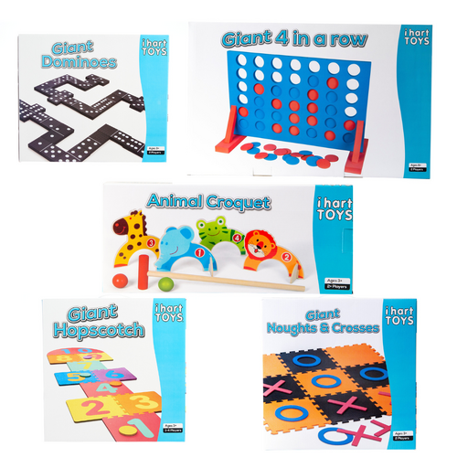 Giant 4 in a Row, Dominoes, Noughts & Crosses, Animal Croquet and Hopscotch Bundle Pack