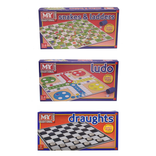 Draughts, Ludo and Snakes & Ladders Board Games Bundle Pack