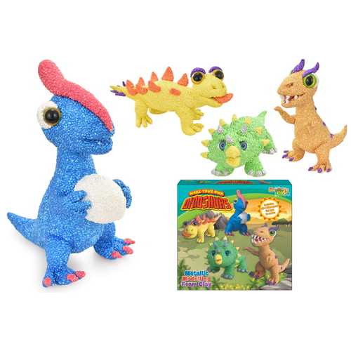 Dinosaurs Metallic Modelling Dough 4 In 1 Set