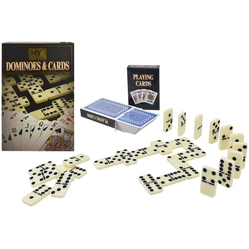 28pc Double Six Dominoes & 2 Pack Playing Cards