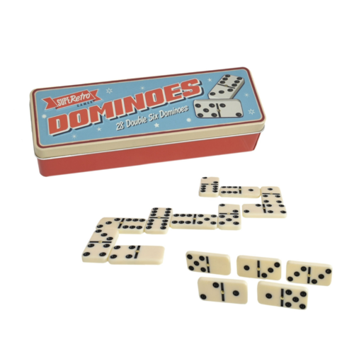 Retro Dominoes in Tin Box
