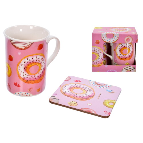Doughnut Design Mug & Coaster Set