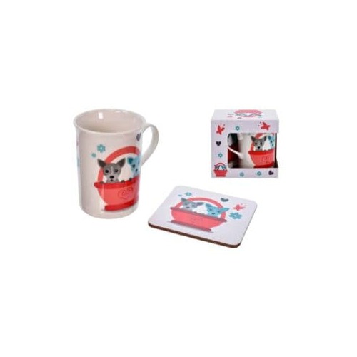 Dog Design Mug & Coaster Set