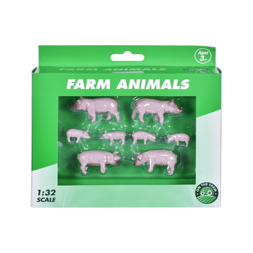 Farm Animals 8pc Pigs & Piglets 1:32sc
