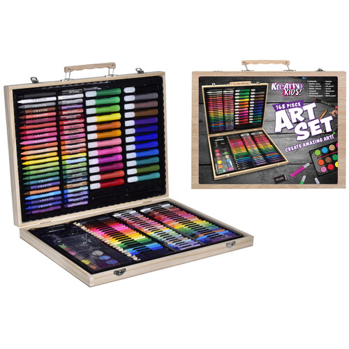 Art Set In Wooden Carry Case (168pcs)