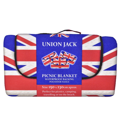 Union Jack Waterproof Fleece Picnic Blanket 1.5m x 1.3m