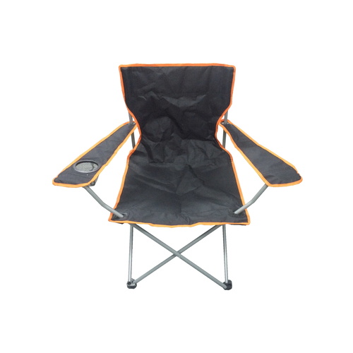 Camping Chair with Cup Holder in Black and Orange