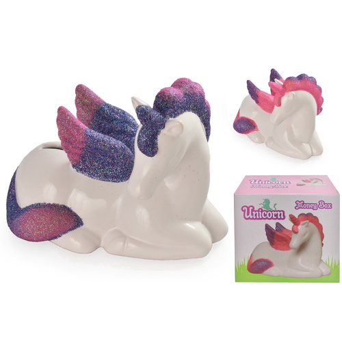 Glitter Winged Unicorn Money Box