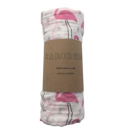 Muslin Wrap in Flamingo Print